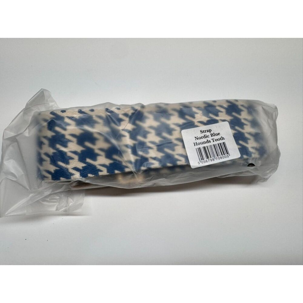 Rare Pom Pom London Nordic Blue Houndstooth Purse/Bag Strap Discontinued NWT